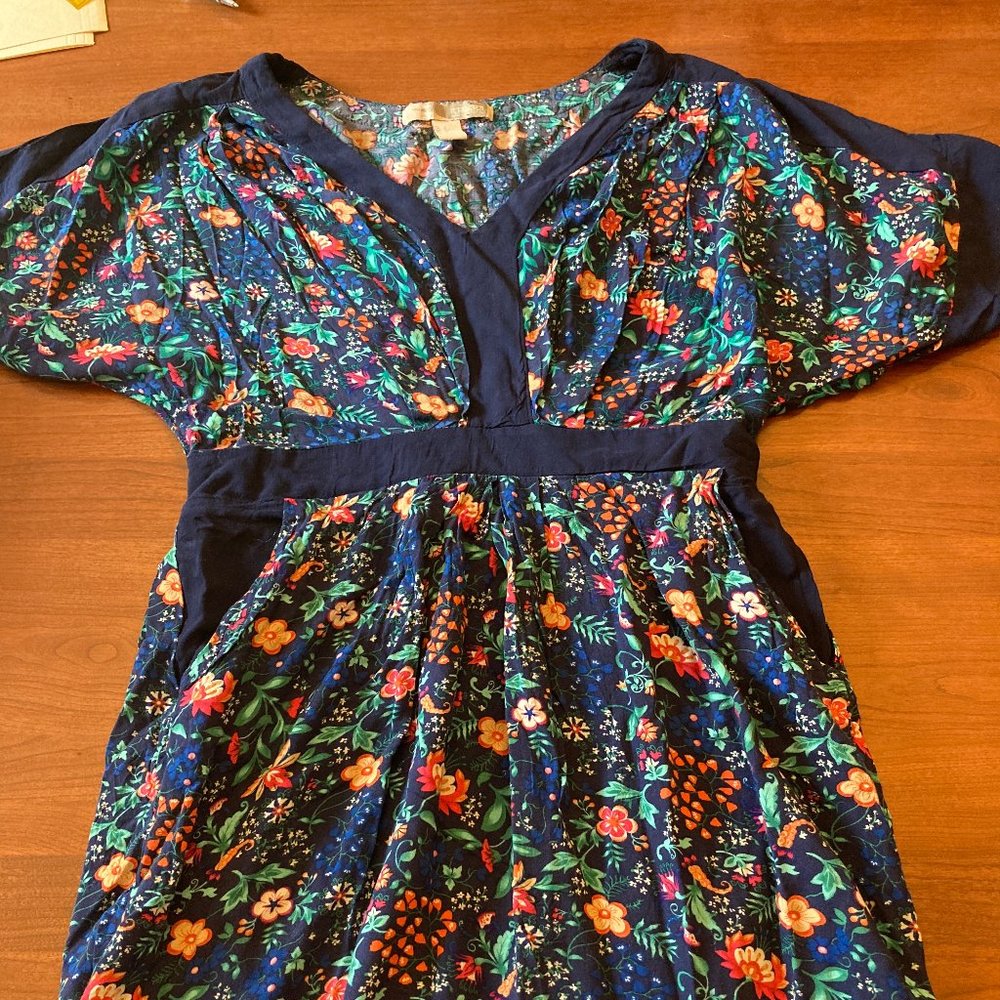 Forever 21 Navy Casual Dress w Orange Floral Print